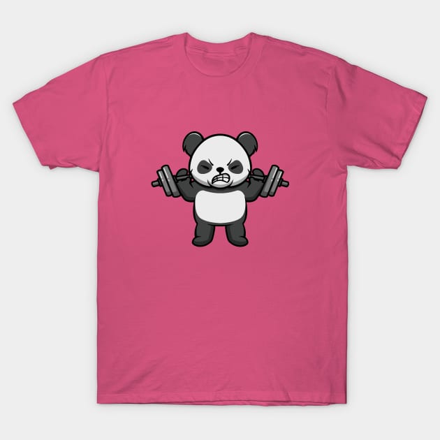 Cute Panda Workout T-Shirt by Cubbone